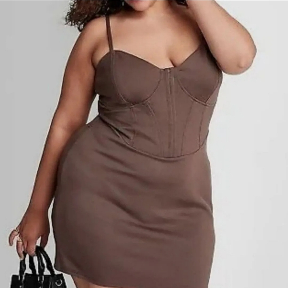 NWT Brown Corset Mini Knit Dress Size 4X